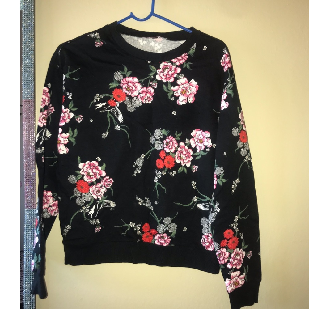 Black Floral Sweatshirt